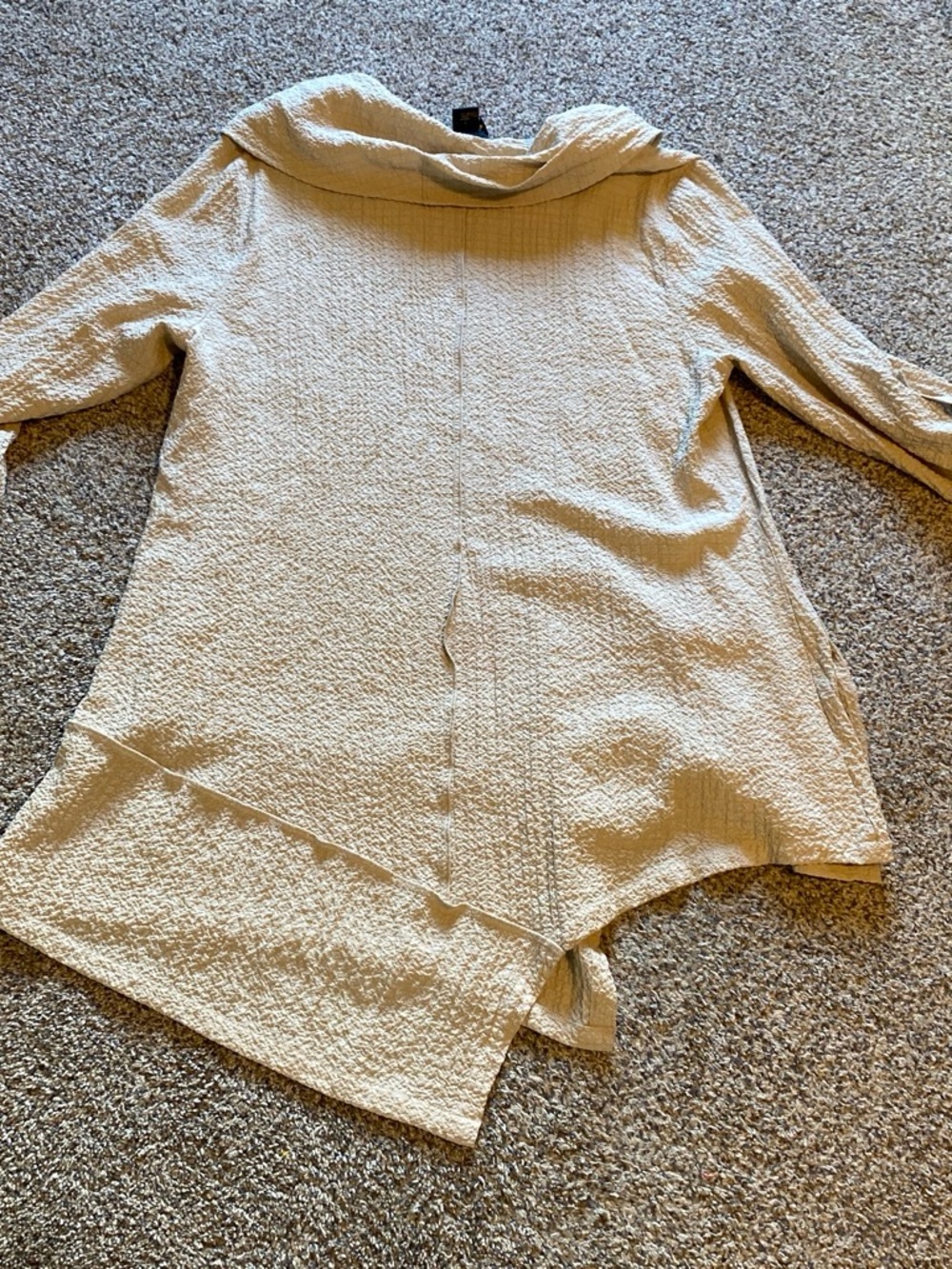 Ali Miles Women’s Cream Textured Cowl Neck Tunic Asymmetrical Blouse Size Large - Picture 6 of 6